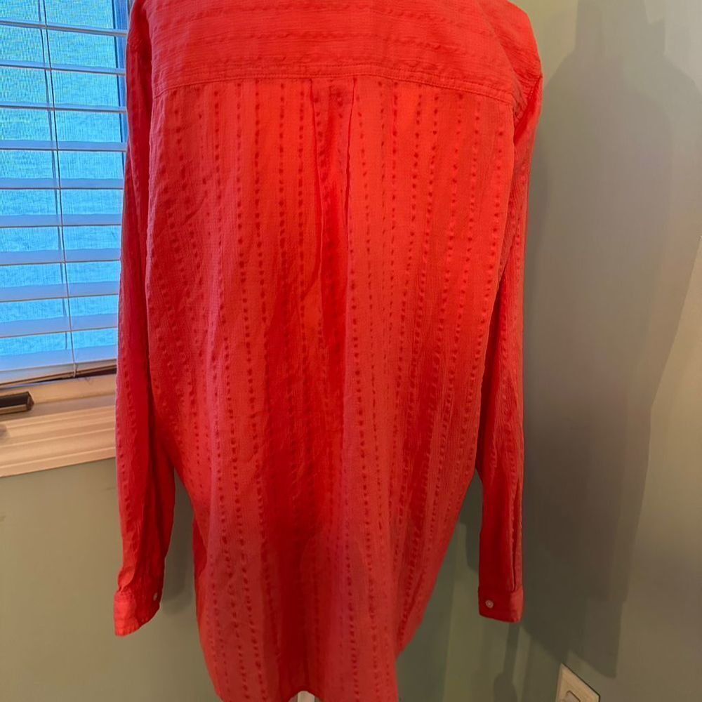 Tommy Hilfiger Women's Red Embroidered V-Neck Tunic Top Size L Long Sleeve - Picture 5 of 13